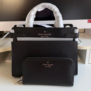 Kate spade black staci medium satchel + Wallet 🔥new !!